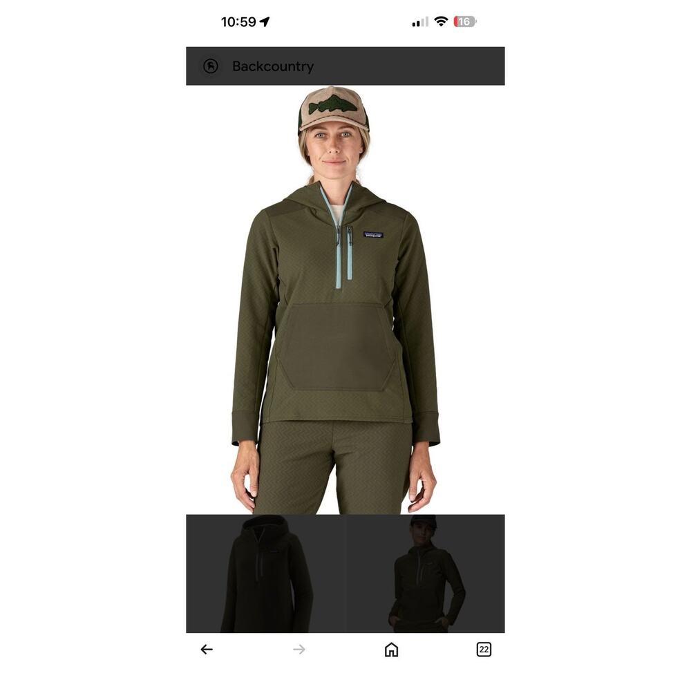 PATAGONIA R2 Cross Strata Hoody Jacket Pullover Pine needle Green Small - Picture 5 of 9
